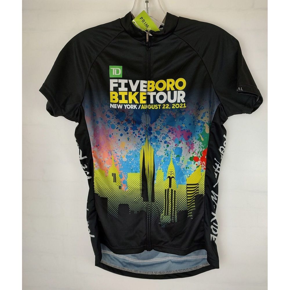 Primal TD Five Boro Bike Tour 2021 NYC Cycling Jersey Womens Medium Black Multi